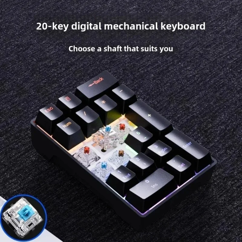 Forgeant F20 디지털 기계식 키패드 미니 키보드 RGB 20키 회계사용 유선 키보드 노트북 외부 휴대용 금융 사무실용