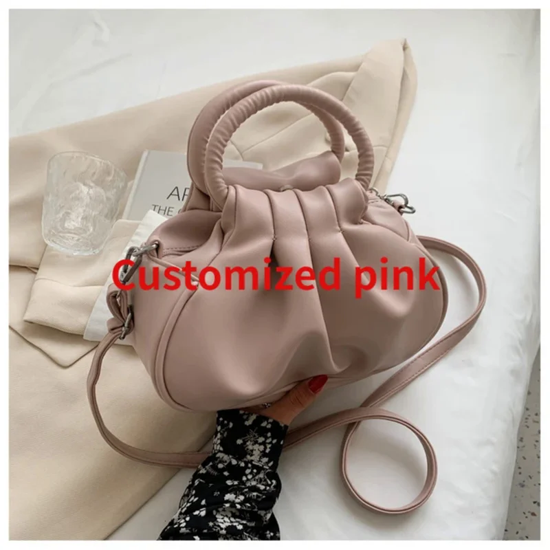 Korean minority designer fashion casual one shoulder underarm bag drawstring lace-up large capacity handbag female luxury Bolsas