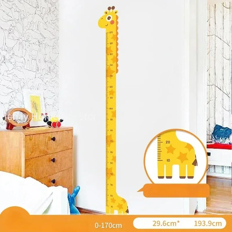 Wall Stickers 180cm Cartoon Animal Height Measure For Kids Room