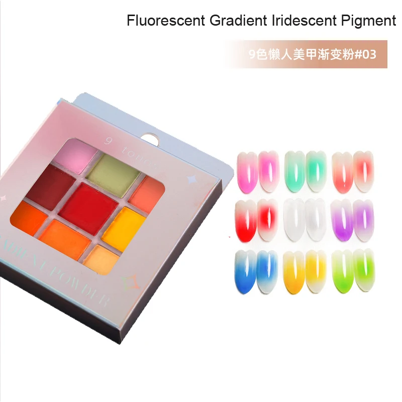 9Colors Solid Neon Gradient Glitter Powder Set Neon Mirror Effect Chrome Nail Powder DIY 9 Colors Rubbing Ombre Manicure Dust