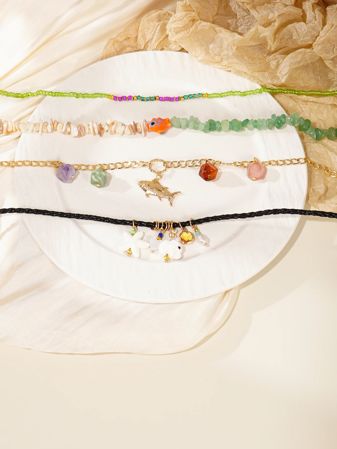4pcs Womens Bohemian Necklace