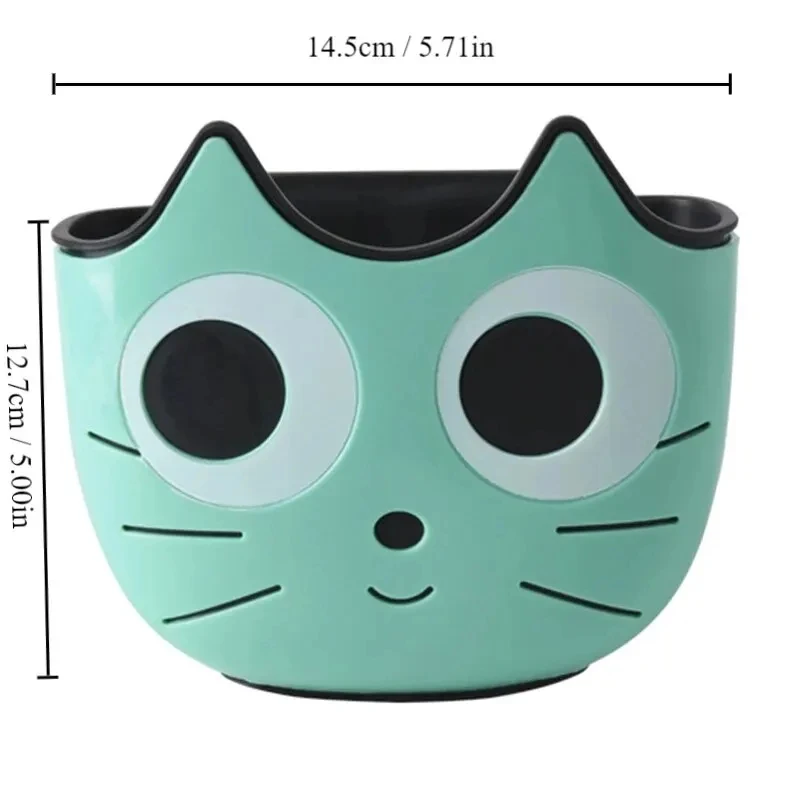 Cute Cat-Shaped Sink Caddy with Drainage - Kitchen & Bathroom Organizer for Sponges, Utensils, and Personal Care Items