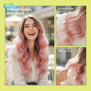 Extension per capelli ondulati lunghi con clip, texture morbida, opzioni multicolori per cosplay, feste e styling quotidiano