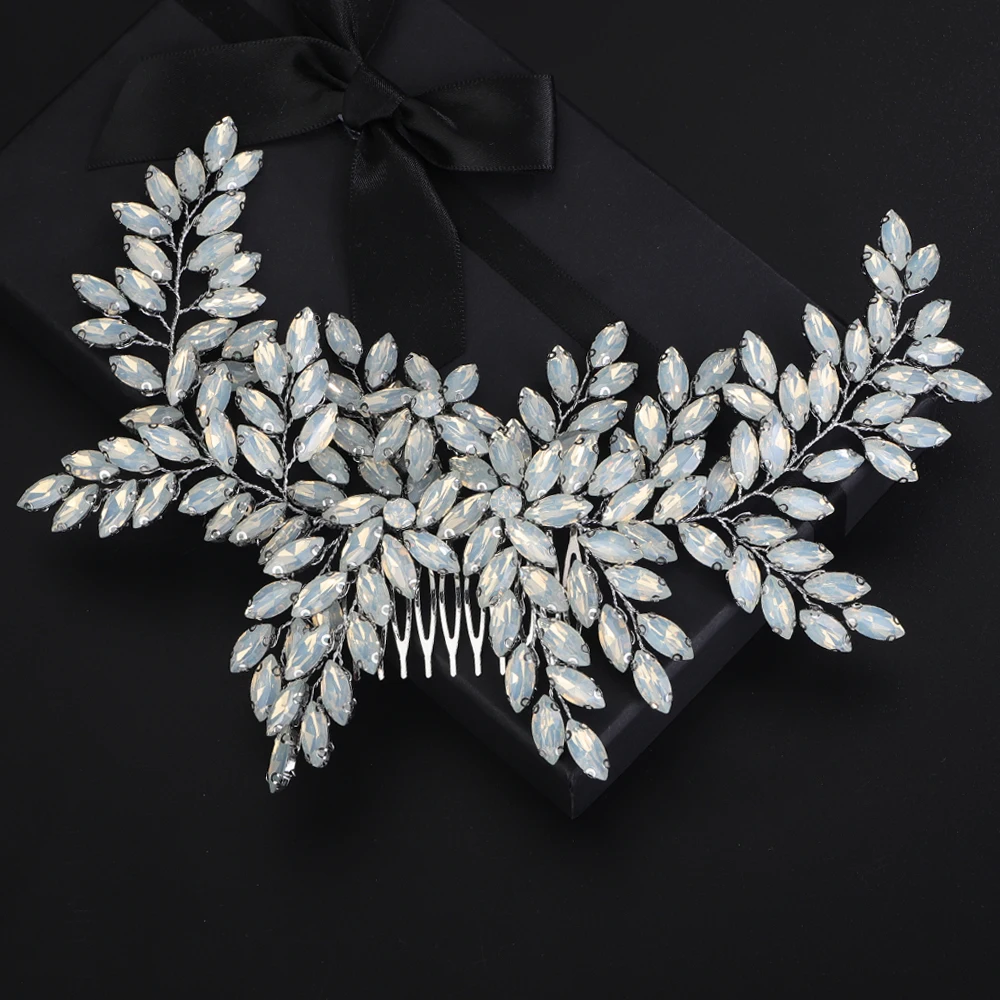 Bridal Hair Accessories Luxury Pink Rhinestone Bridal Hair Comb Headband Handmade Wedding Headpiece for Women Party Bridesmaid Tiaras