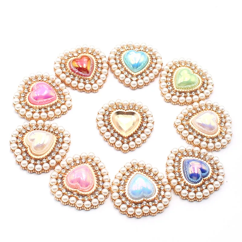 10PCS26*26MM 인기있는 골드 사랑 진주 물 다이아몬드 점선 진주 결혼식 ..