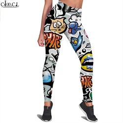 CLOOCL Women Legging Sportswear Cartoon Comic Game Pattern Printed High Waist Leggings Gym Workout Yoga Pants Street Style