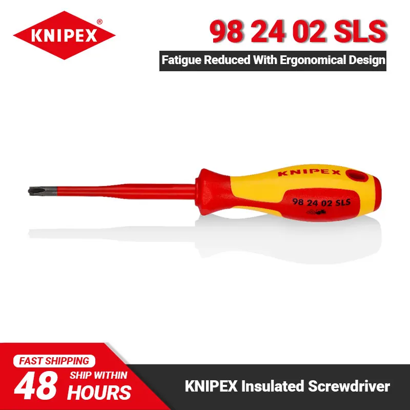 

KNIPEX 98 24 02 SLS PlusMinus VDE-tested Insulated Screwdriver Lightweight Screwdriver with Handle Design Prevents Rolling