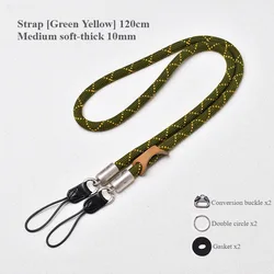 Camera Neck and Shoulder Strap with Quick Release - Round Rope Design (Green Yellow)