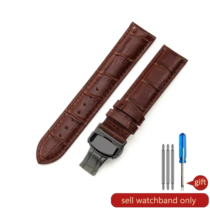 thumbnail image 1 of Para hombres y mujeres, correa de reloj de piel auténtica de vaca resistente al agua, color negro y marrón, de 18, 20, 21 y 22 mm, para Tissot, Longines, Casio, Seiko, 1 of 5