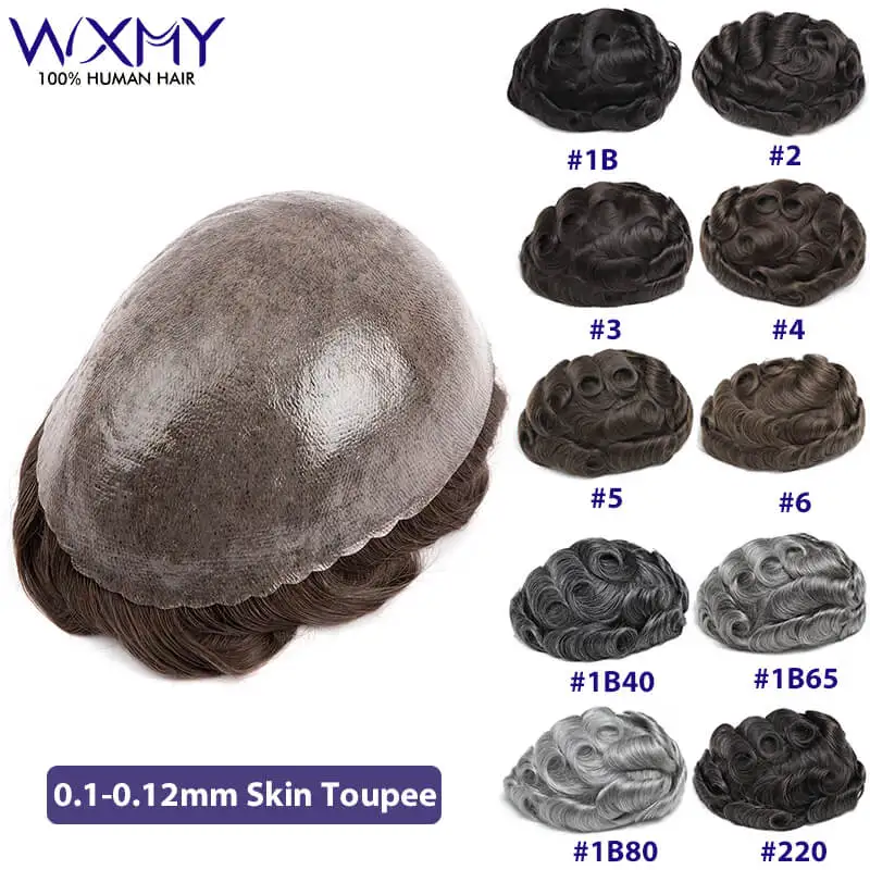 0.1-0.12mm Injection Skin Toupee Men's Wig Male Hair Prosthesis 6" Men's Capillary Prothesis Wigs For Man Human Hair Toupee human hair toupee