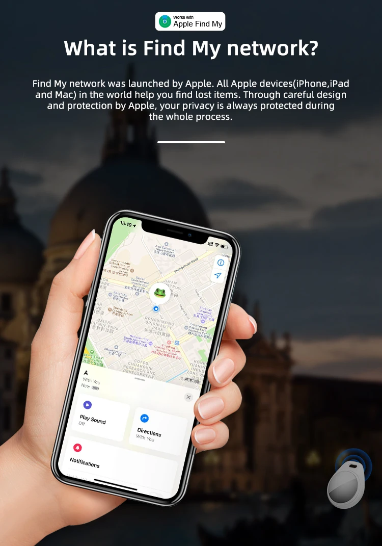 Bluetooth Key Finder GPS work with Apple Find My Global Network Smart AirTag Tra