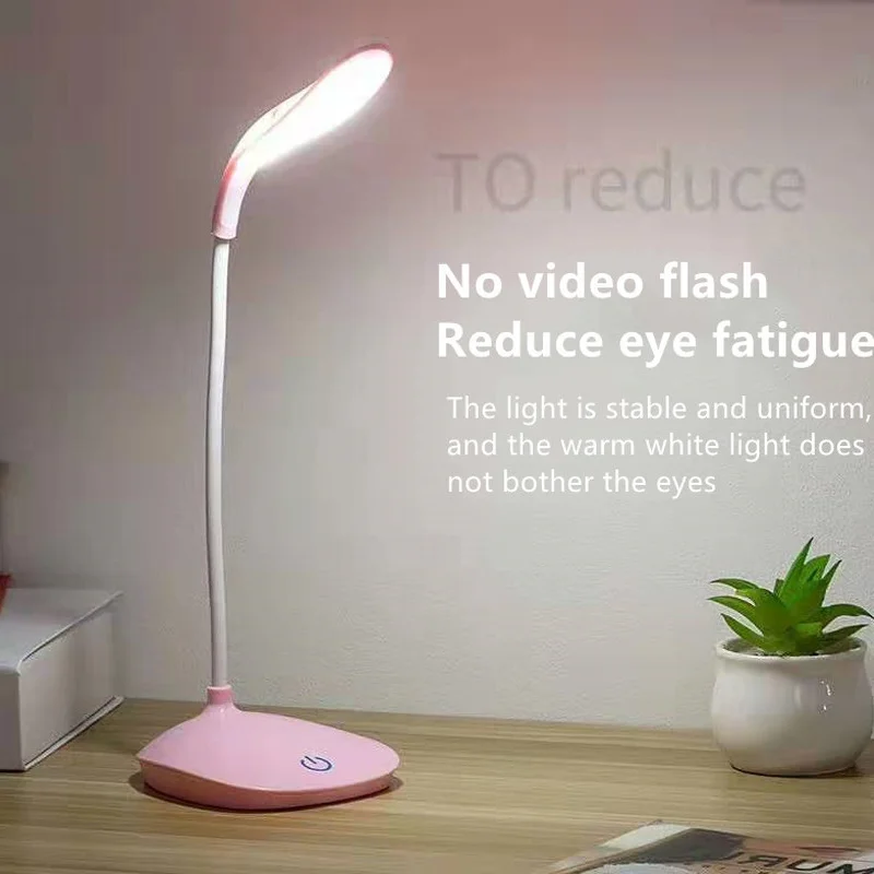 

LED Three-Speed Touch Dimming Reading Lamp USB Charging Plug-in White Warm Eye Protection Student Table Light Study Night Light