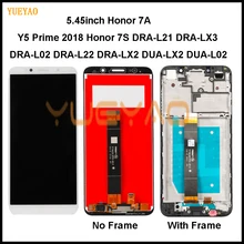 Tela lcd para celular huawei, para modelos y5 prime 2018, honor 7s, dual l02, l22, lx2, honor 7a
