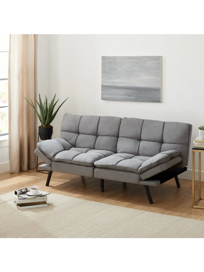 Mainstays Memory Foam Futon, Gray Faux Suede