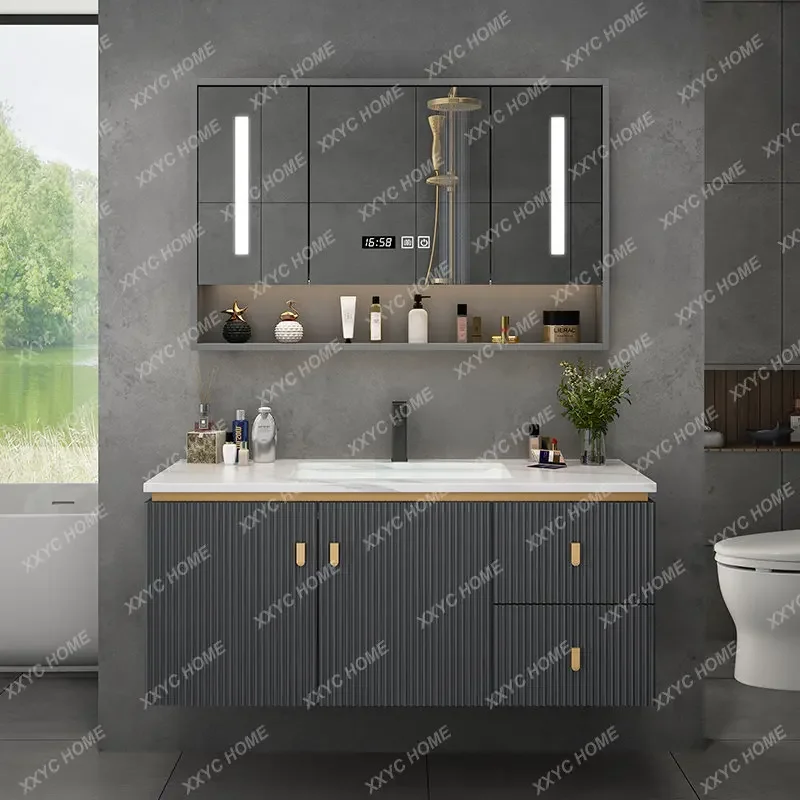 Light Luxury Bathroom Table Wash Face Wash Basin Cabinet Combination Smart Bathroom Mirror Cabinet