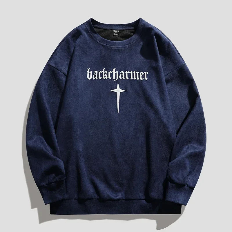 Gothic Foaming Printing Sweatshirt Crew Neck Harajuku Hoodies Men's Casual Sweatshirts Couple Clothing Oversized Pullover