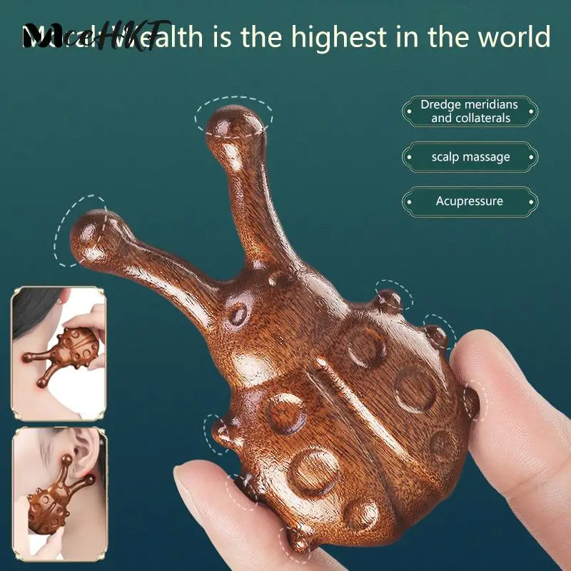 

Массажная расческа в форме жука из сандалового дерева с картой Acupoint, утолщенная расческа для углубления, массажная расческа для носа и глаз Acupoint