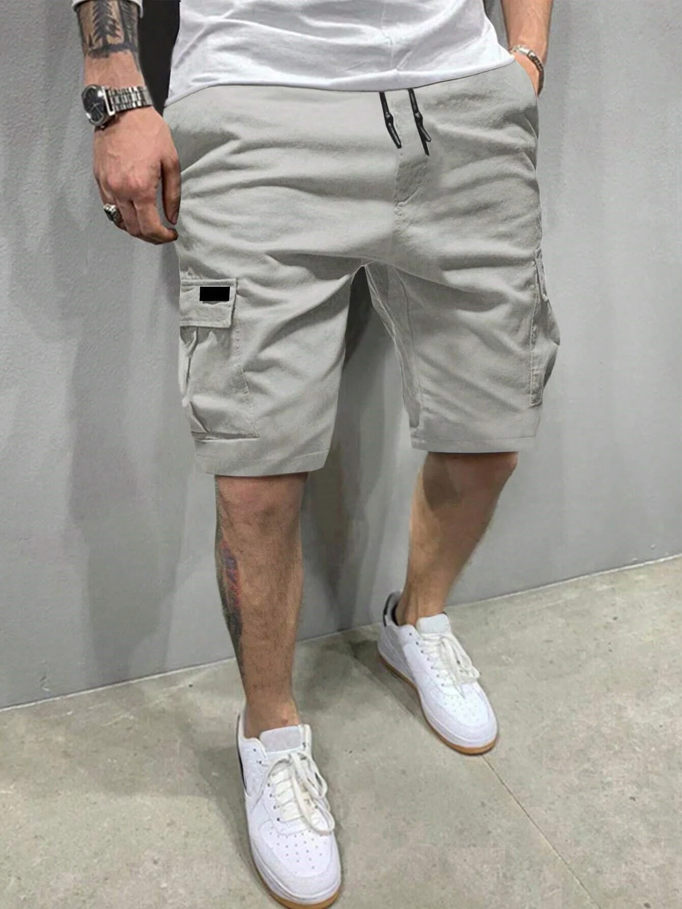 Sommerliche, kurze Herrenhose, modische Arbeitskleidungsshorts, Outdoor-Freizeit-Arbeitshose, Wanderhose, trendiges Lederdesign für Herren – Detail 9