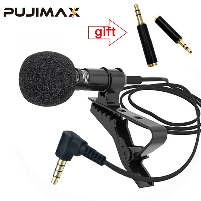 PUJIAMXMicrophoneClipTieCollar35MmAudioCablePlugLapel