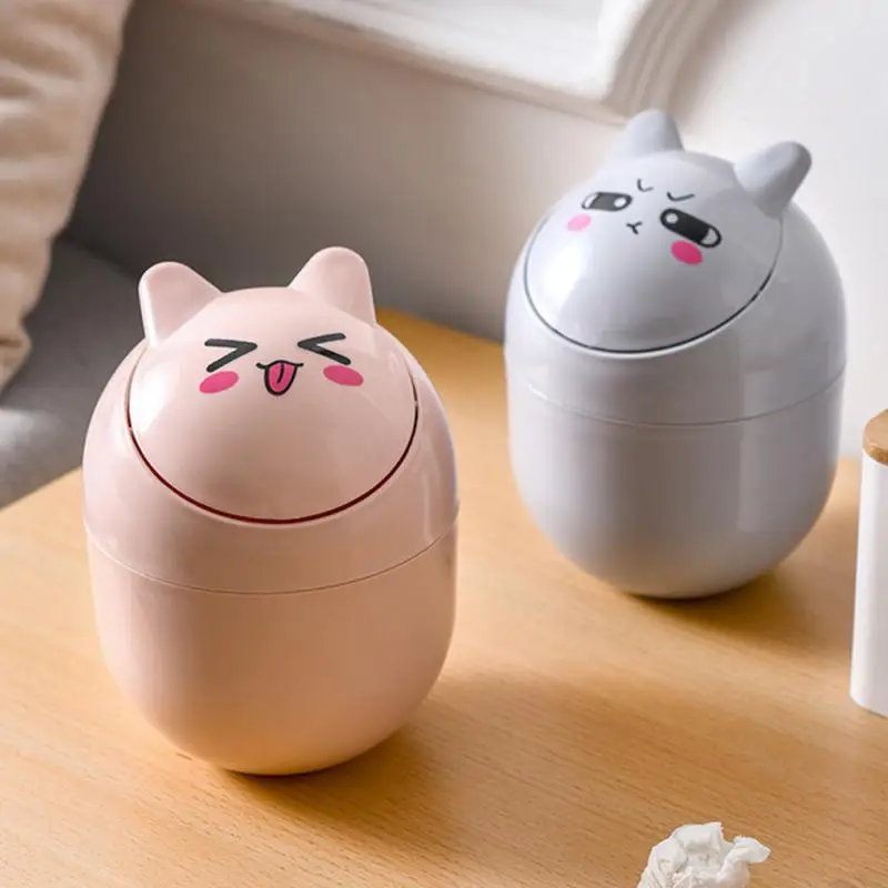 작고 편리한 분할 디자인 크로커 타입 뚜껑, 미니 모양, 데스크탑 쓰레기통, 미니 쓰레기통