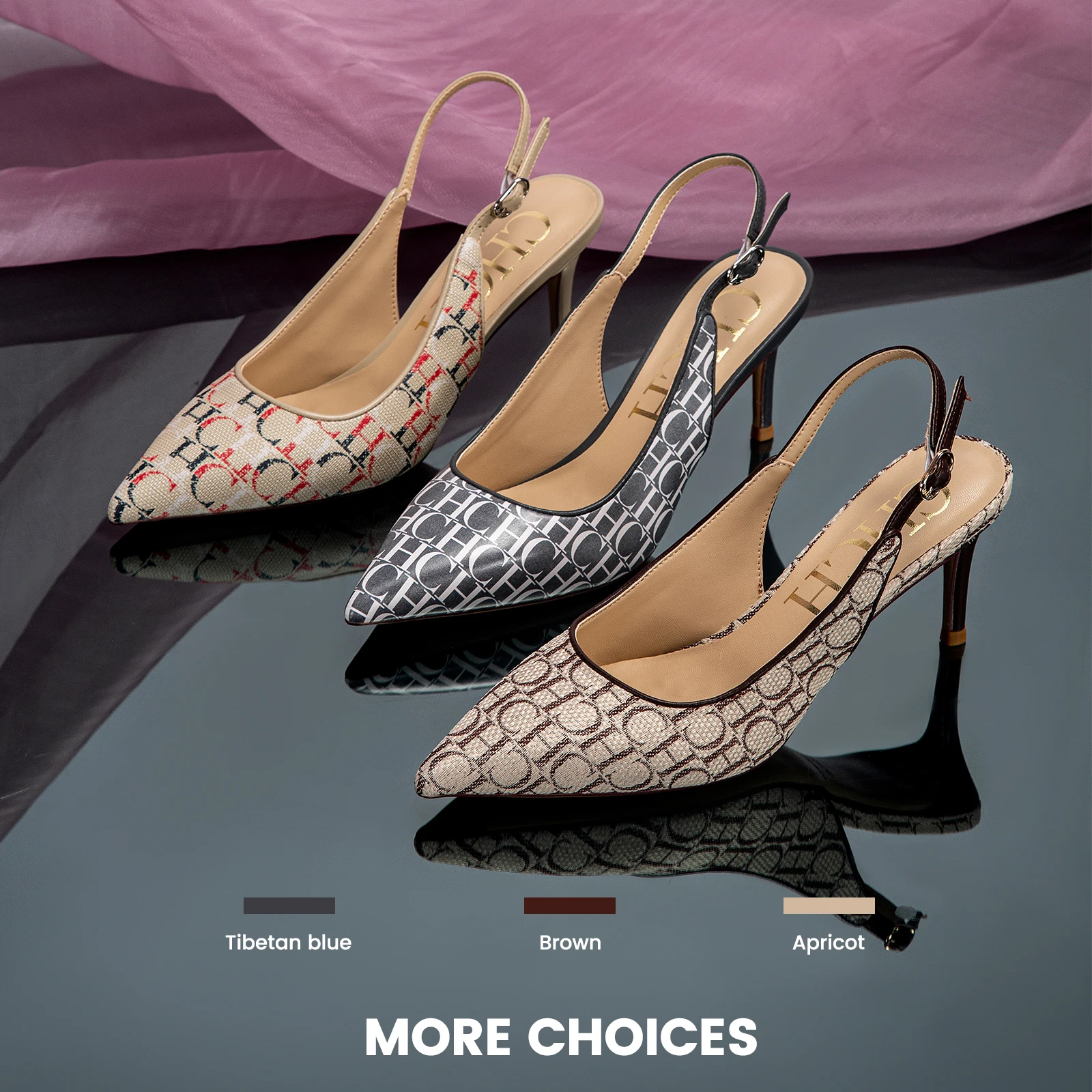 French Women's High Heels Shallow Slim Letter Cowboy Printed Design Classic Fashion Slip On High Heels 2