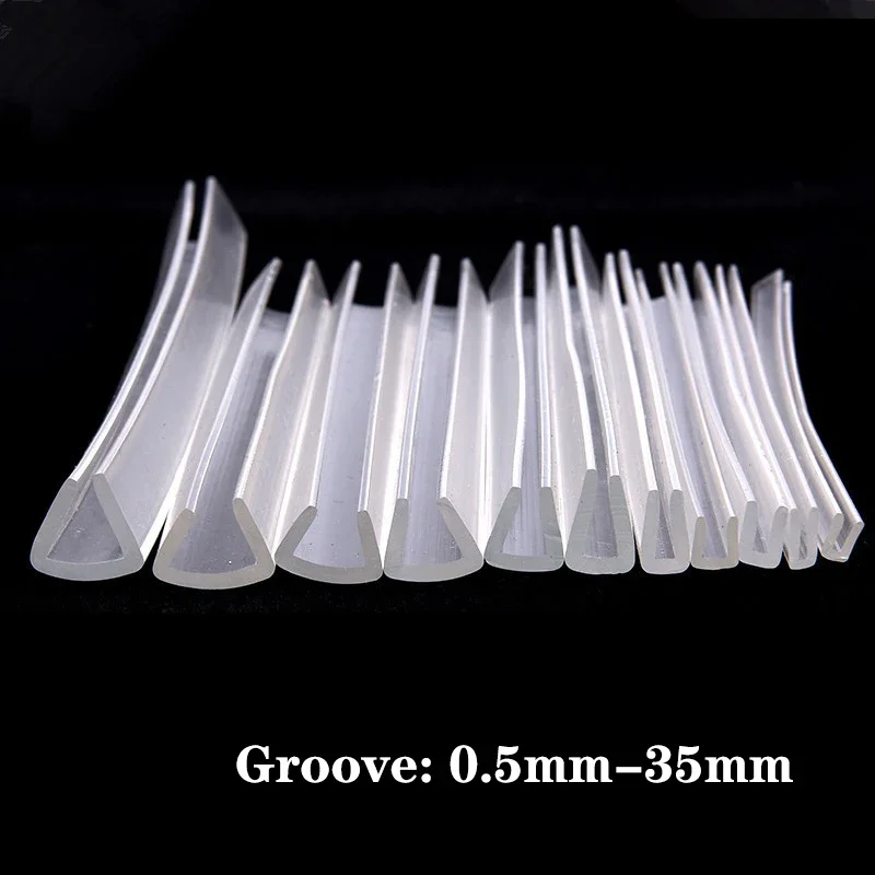 Door Seal Strip 1/3 Meters Groove 0.5mm-35mm Rubber Edging Transparent U-channel Protector for Shower Door Glass Metal Sealing