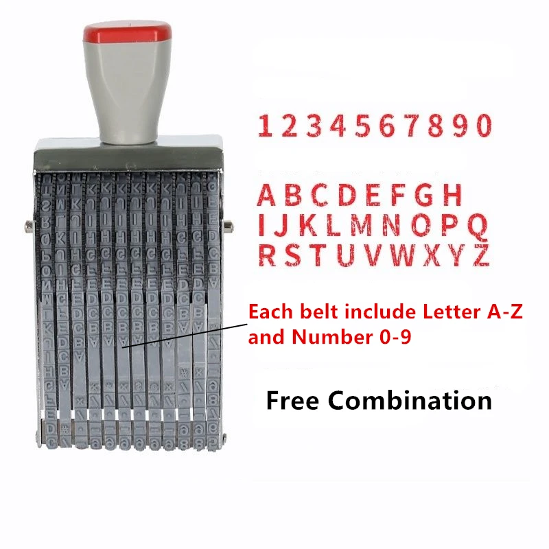 

Бесплатная КОМБИНИРОВАННАЯ печать с надписью A-Z номер 0-9 для магазина школьного банка офиса, регулируемая печать с изменяющимся кодом