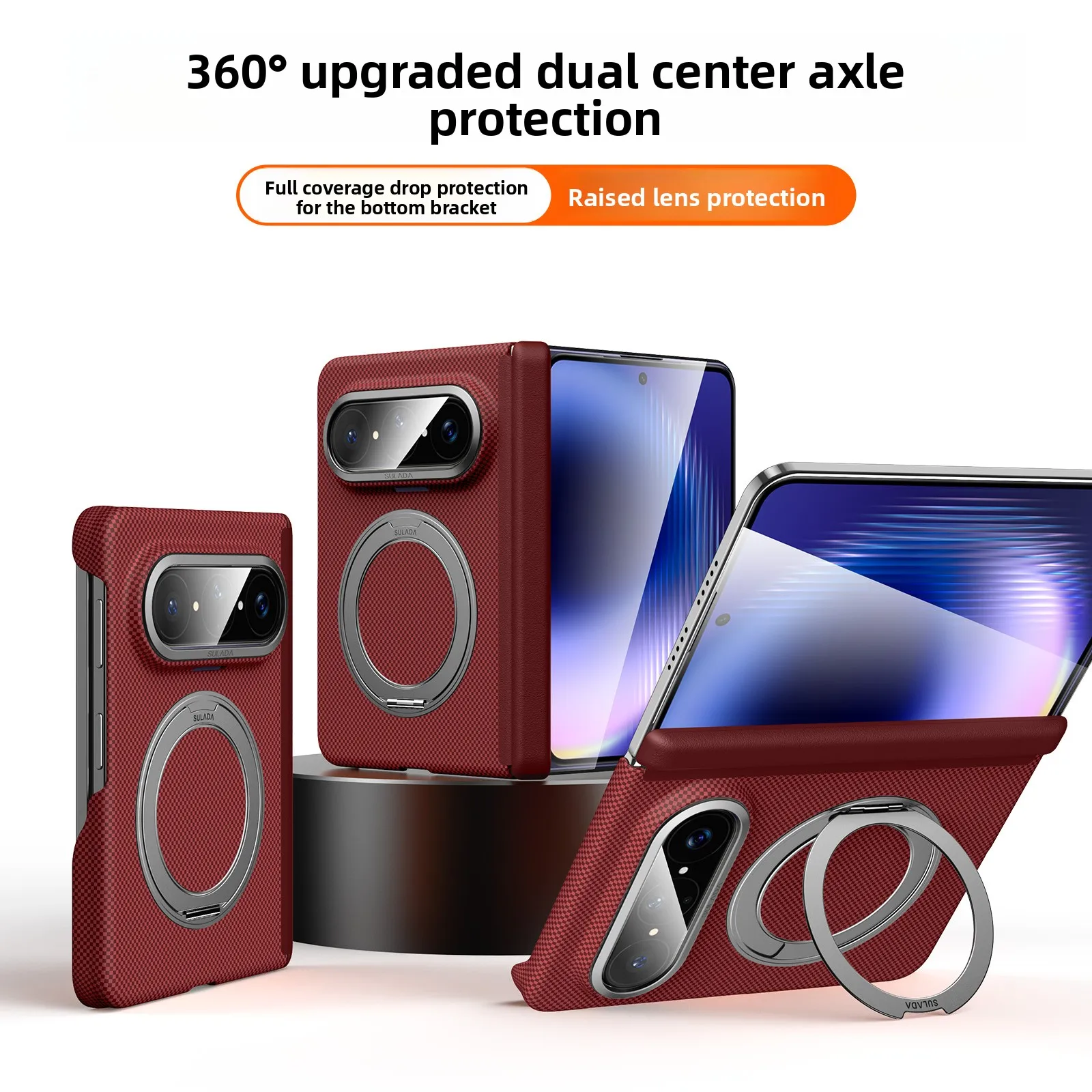 Magnetic 360° Rotating Stand Texture Skin Feel Shockproof Case with Dual Axis Protection