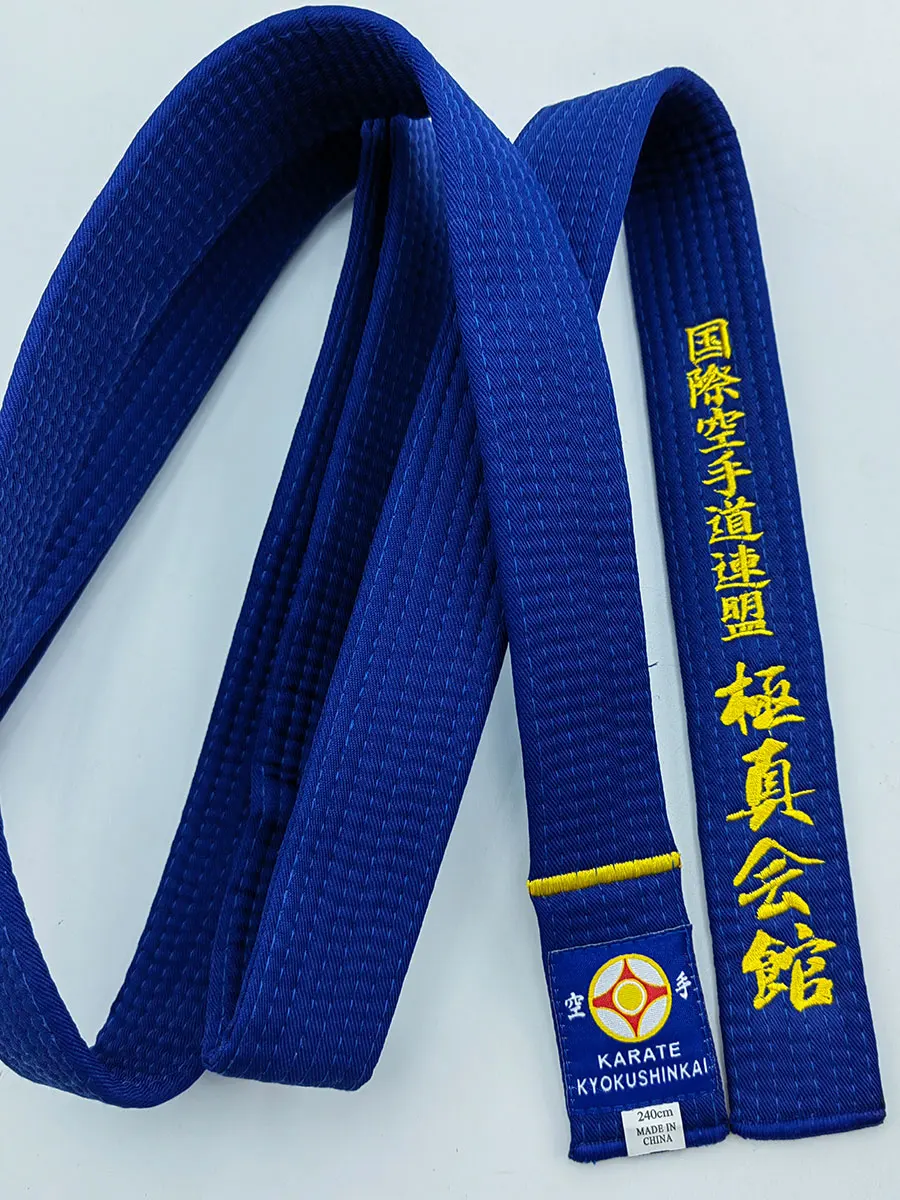 Kyokushi-Ceinture blanche de sport EnvironIKF, Fédération internationale de karaté, Traitement personnalisé, Texte brodé, Fabriqué en Chine, Largeur 4cm