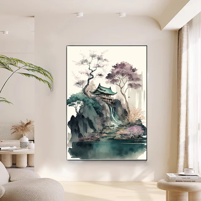 Japanese Style Landscape Wall Art Canvas Painting Watercolor Aesthetic  Poster Print Pictures for Modern Home Interior Decor - AliExpress