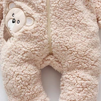 Lamb hair cartoon bear embroidered baby jumpsuit winter new girl baby long sleeved crawling suit thickened girl 5