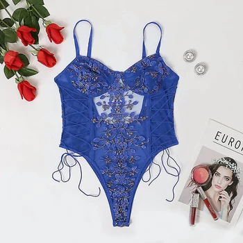 Lace Flower Embroidery Bodysuit 3