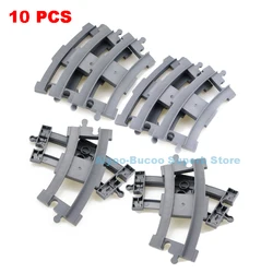 Large Building Blocks Train Set - Electric Locomotive & Interactive Railway Track (10pcs Curved track)
