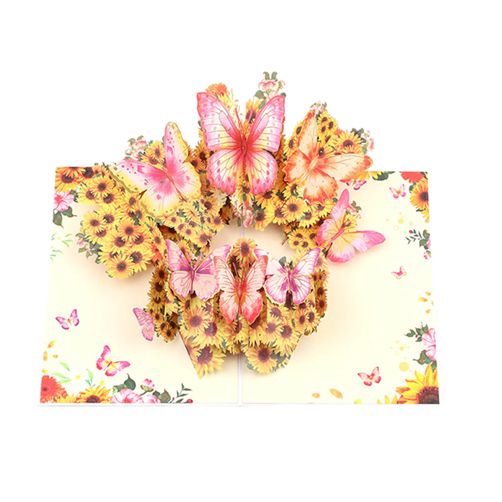 3D Butterfly Flowers Pop Up Greeting Cards Valentine's Day Hot Stamped Wedding Birthday Invitation Greeting,Paper Card Envelop