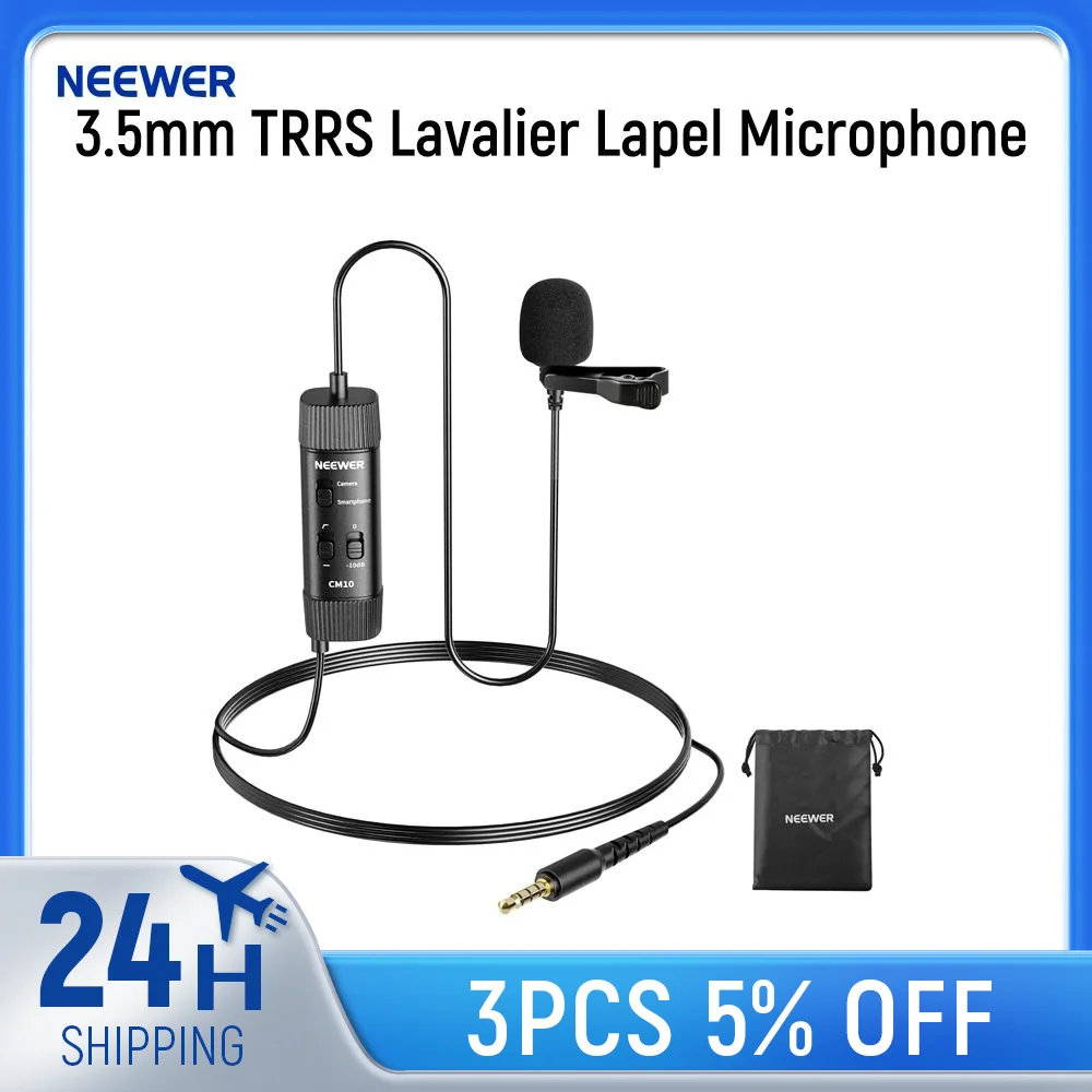 CaTeFo Confezione da 2 microfoni Lavalier da bavero per DJI Mic 2 e Rode Wireless GO2 PRO, microfono lav omnidirezionale TRS da 3,5 mm per lo streaming di interviste Vlog - LM2