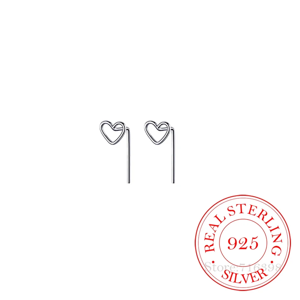 

S925 Sterling Silver Cute heart Stud Earrings For Women Kids 14K Gold Plated Ear Wedding Party Jewelry Gift Female Pendientes