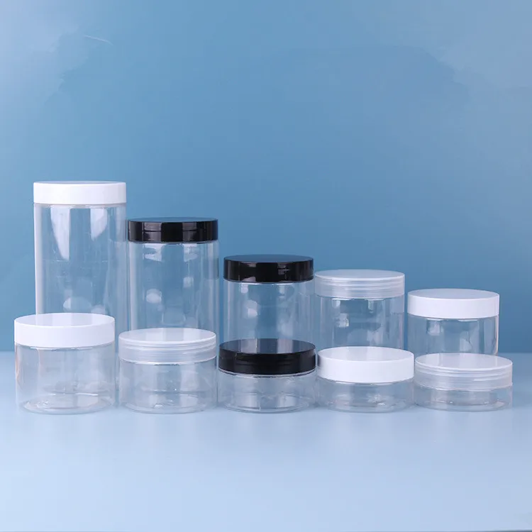 

10Pcs Empty Plastic Storage Container Portable Cosmetic Jar Pot Clear Travel Bottle Cookie Mask Packing 100g 150g 200g 250g 350g