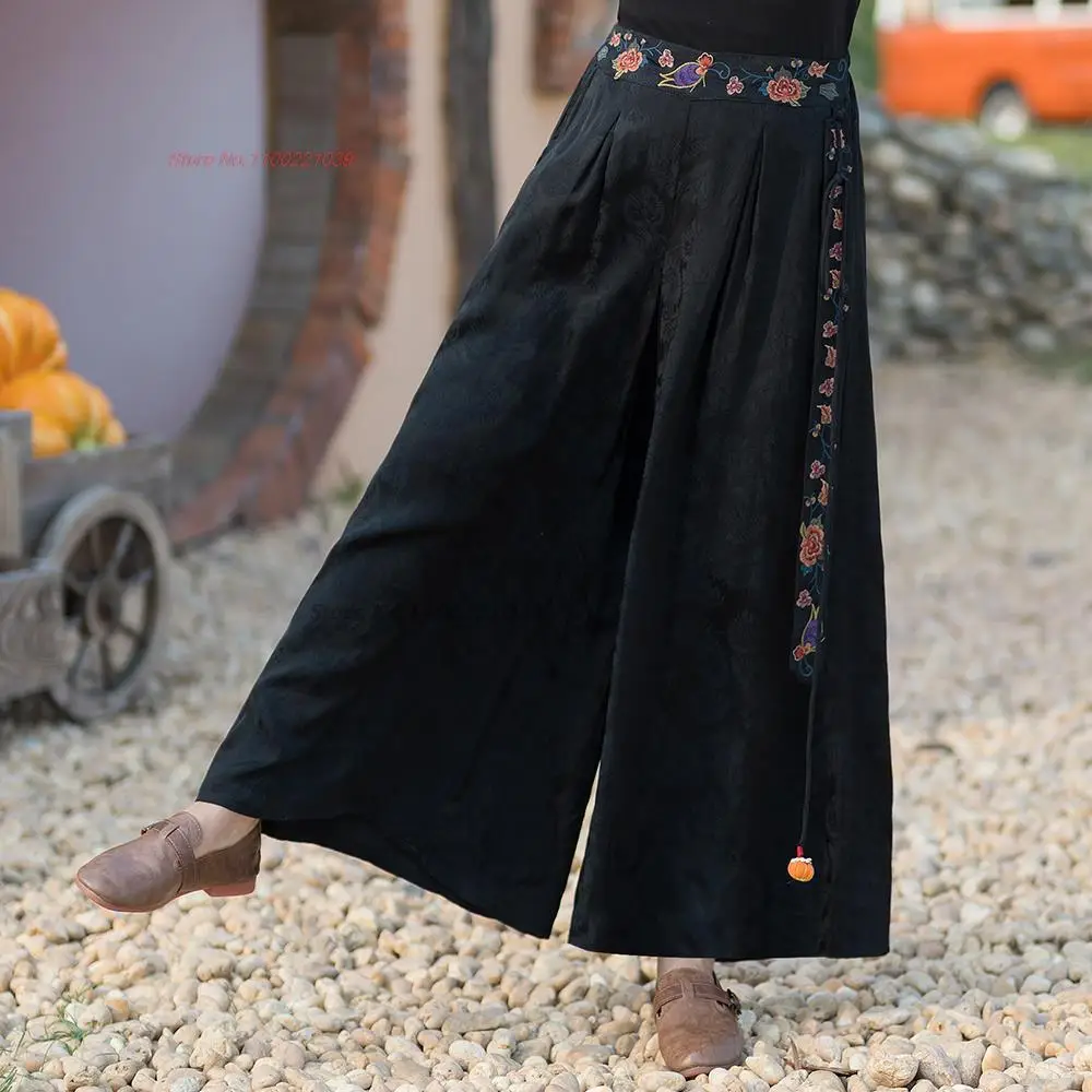 Boho Pants Women Loose Palazzo Pants Lace Up Summer Holiday Ethnic Tribal  Elastic High Waist Loose Casual Trousers Beach Pant - AliExpress