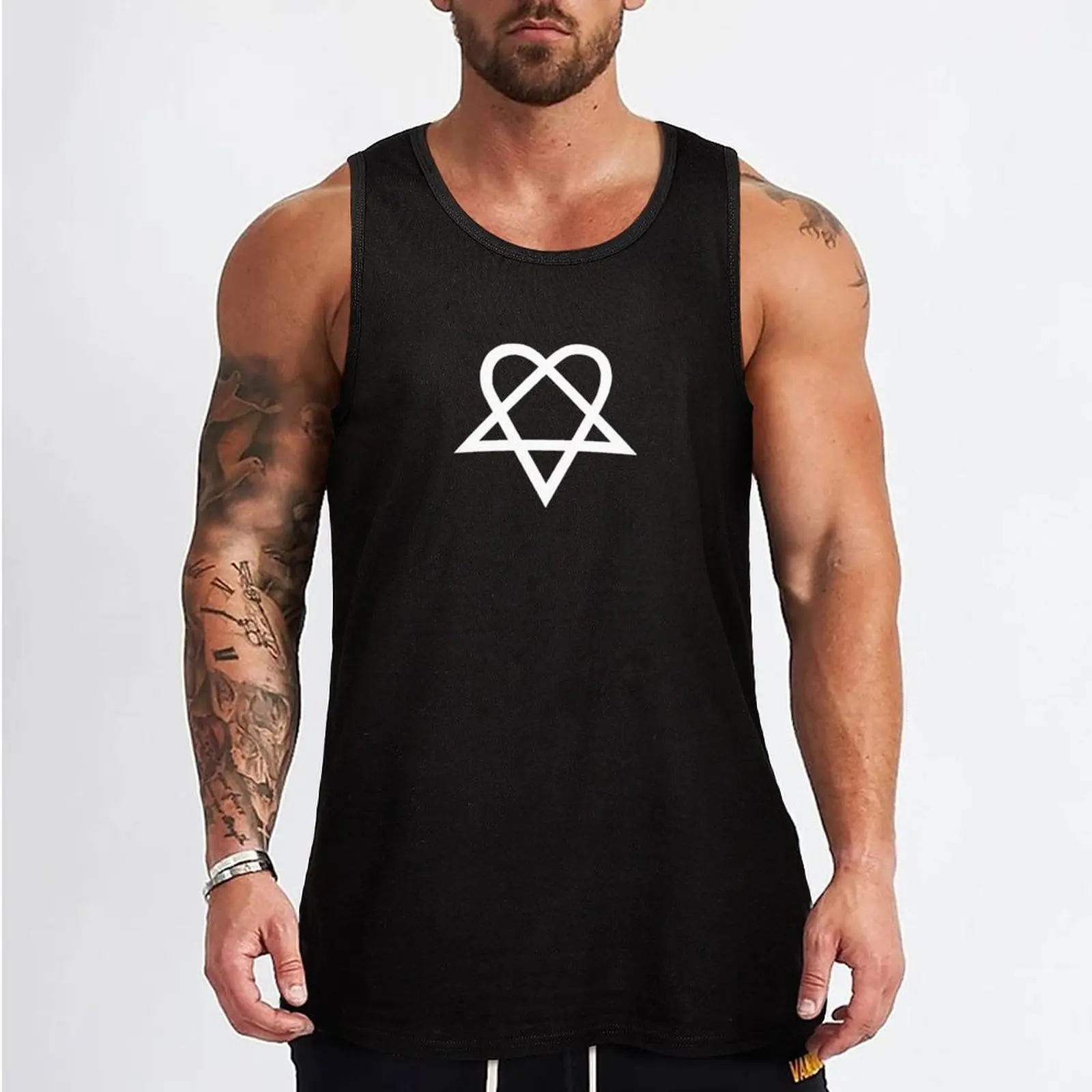 Nieuwe Heartagram-Witte Tank Top Vesten Voor Heren Mouwloze T-Shirt T-Shirt Man T-Shirt