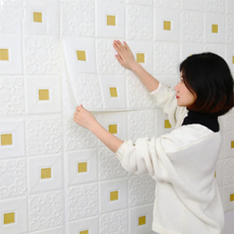 

*1-10Pcs 70X70cm 3D wallpaper waterproof and anti-collision bedroom living room background home decoration wall sticker