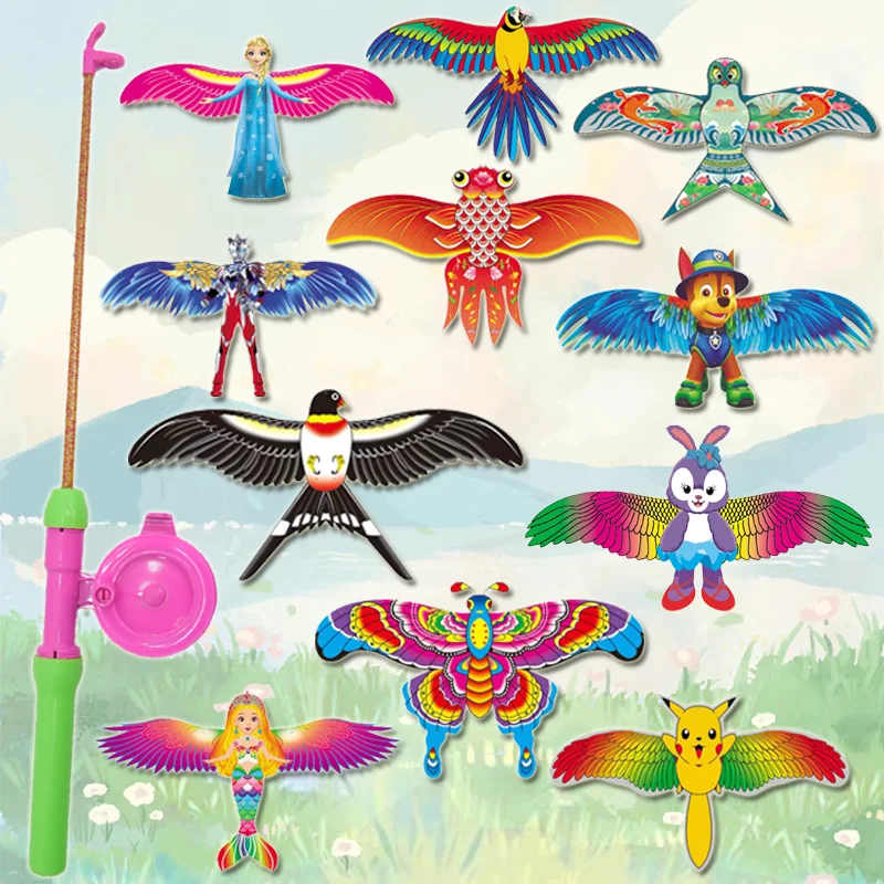 Spedizione Gratuita Dynamic Fishing Rod Kite Children'S Cartoon Aquiles Flying Giocattoli Gonfiabili Cerf Volant Papalote Latawiec Windsurf