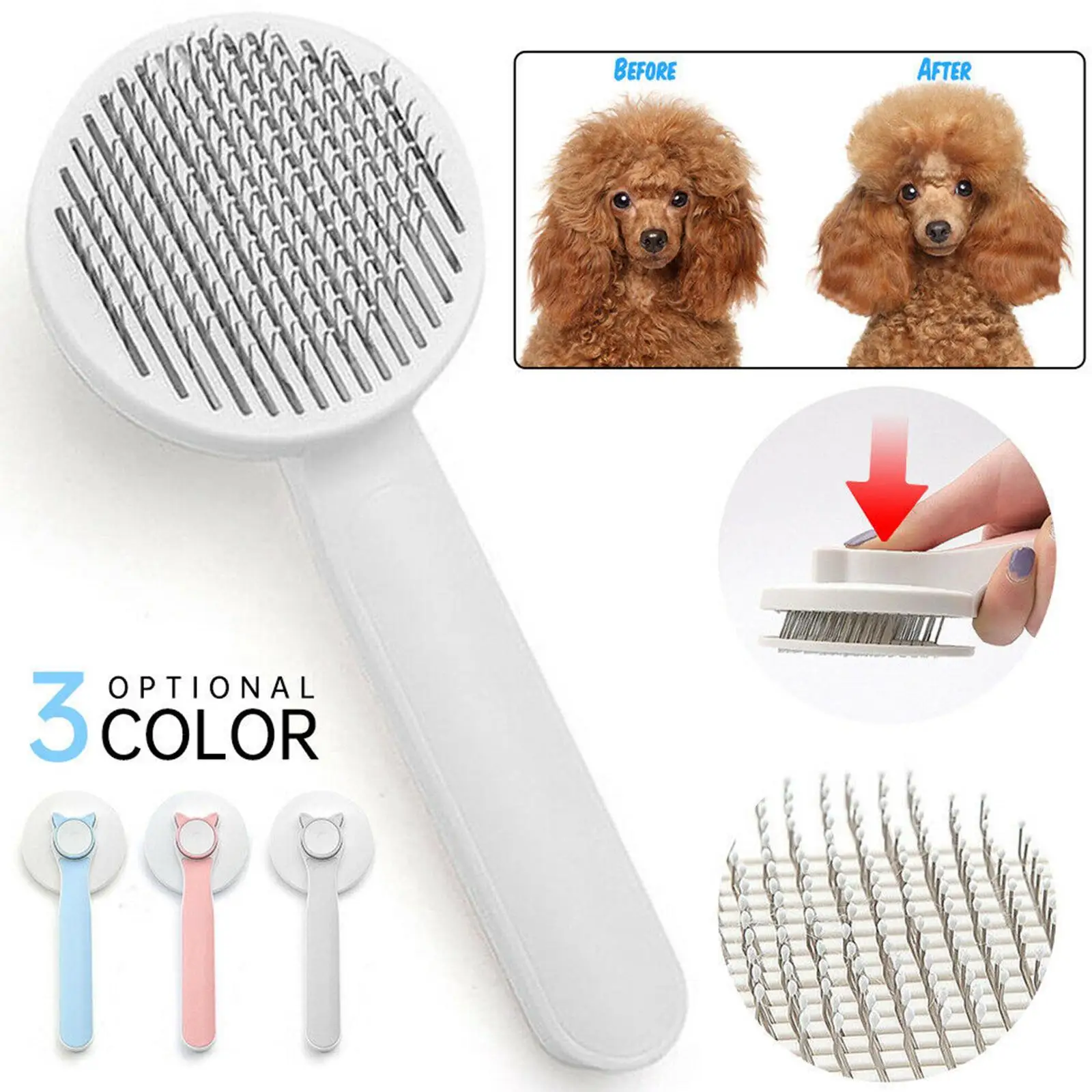 krave vitamin Hysterisk morsom Pet Hair Brush Self Cleaning Slicker Removes Hairs Soft Brush Comb Cat Hair  Cleaner Pet Dog Cat Brush Grooming Slicker Brush - AliExpress