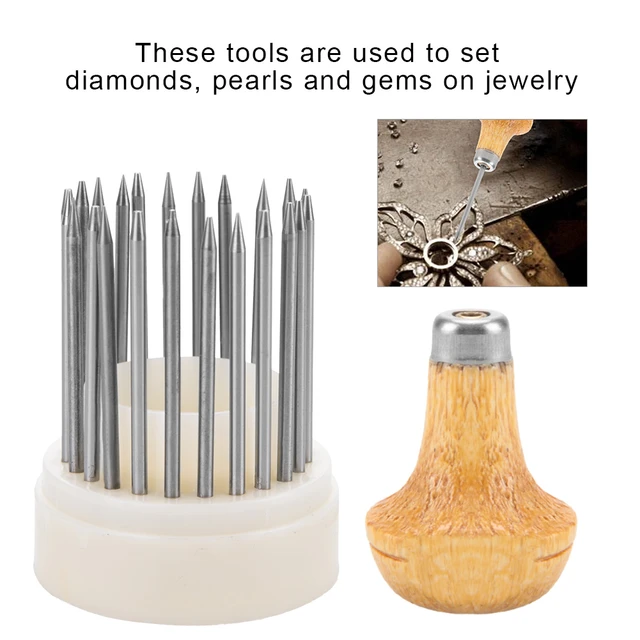 zjchao Jewelry Beading Tool, 23pcs Jewelry Beading Tools Jewelry Setting  Processing Bead Grain Tools with Handle Beading Tools Beader Set DIY  Jewelry