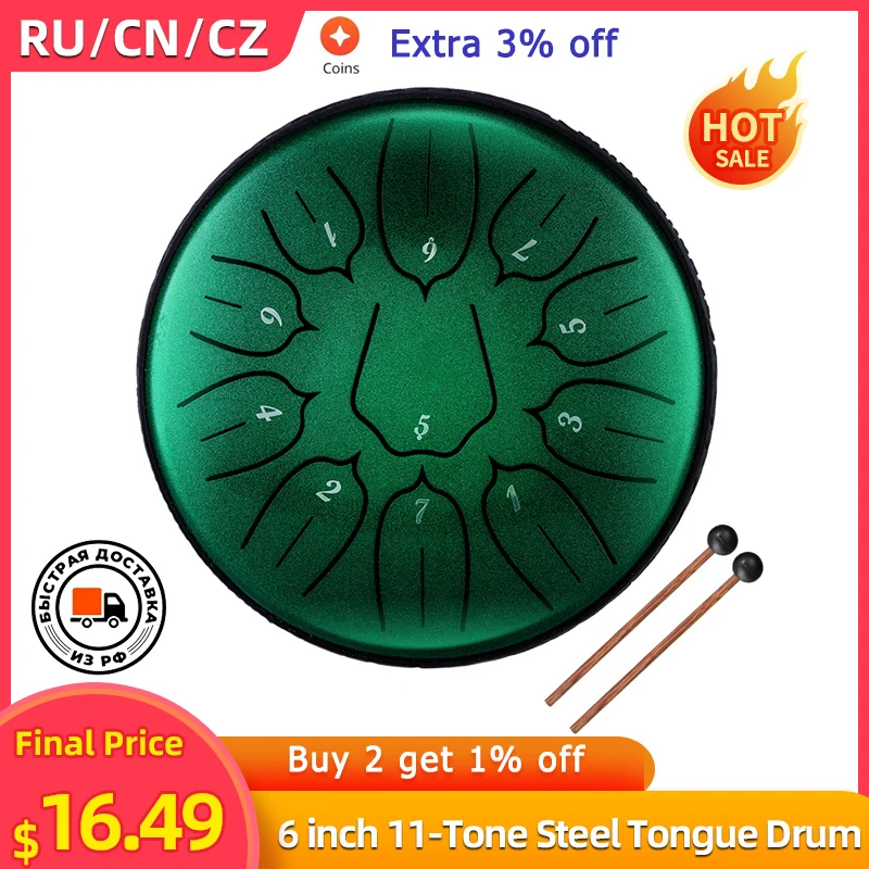 Glucophone Steel Tongue Drum 6 Pouces 11 Notes Tone D Key - Temu