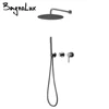 Gunmetal Shower Faucet Embed Box Wall Mounted  8-16'' Rain Head Hot &Cold Shower Tap Handheld 2 Ways Ceiling Arm Bathroom Mixer 2