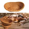 Imitate Rattan Kitchen Storage Basket Creative Brown Oval Bread Tray Living Room Vegetable Fruit Flower Organization Box 5
