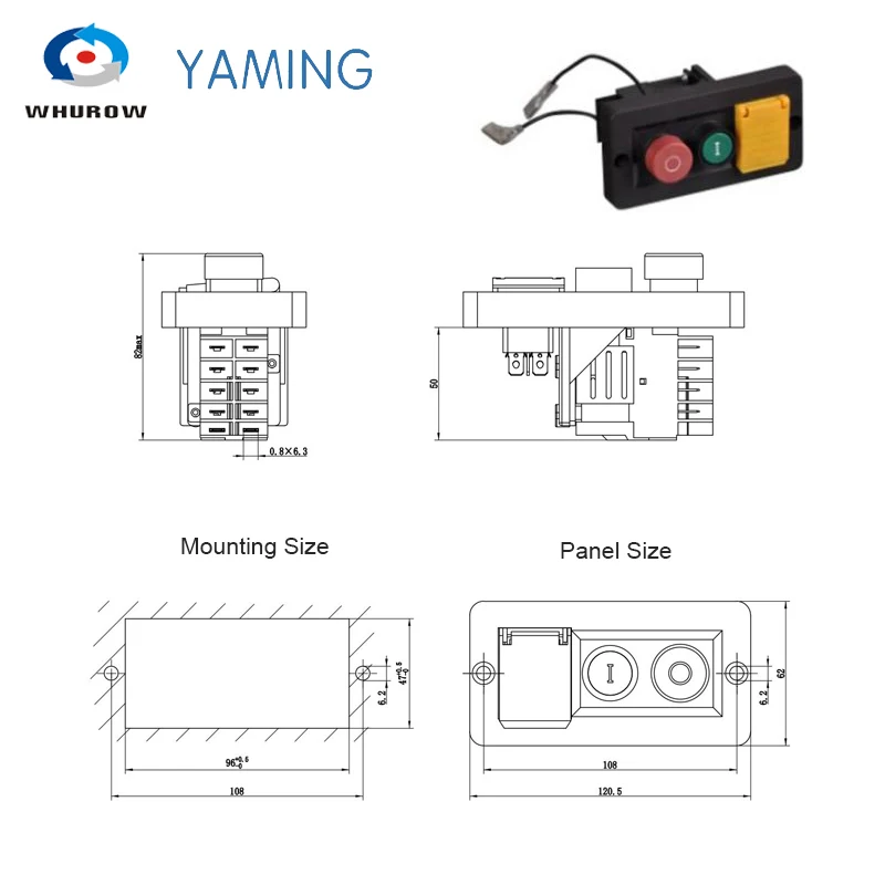 Elektromágneses Kapcsoló 10 Csapteleppel Piros Zöld Nyomógomb 400 V-Os ...