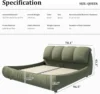 Luxury Queen Size Upholstered Platform Bed with Oversized Padded Backrest,Thickening Pinewooden Slats and Metal Leg,Green 2