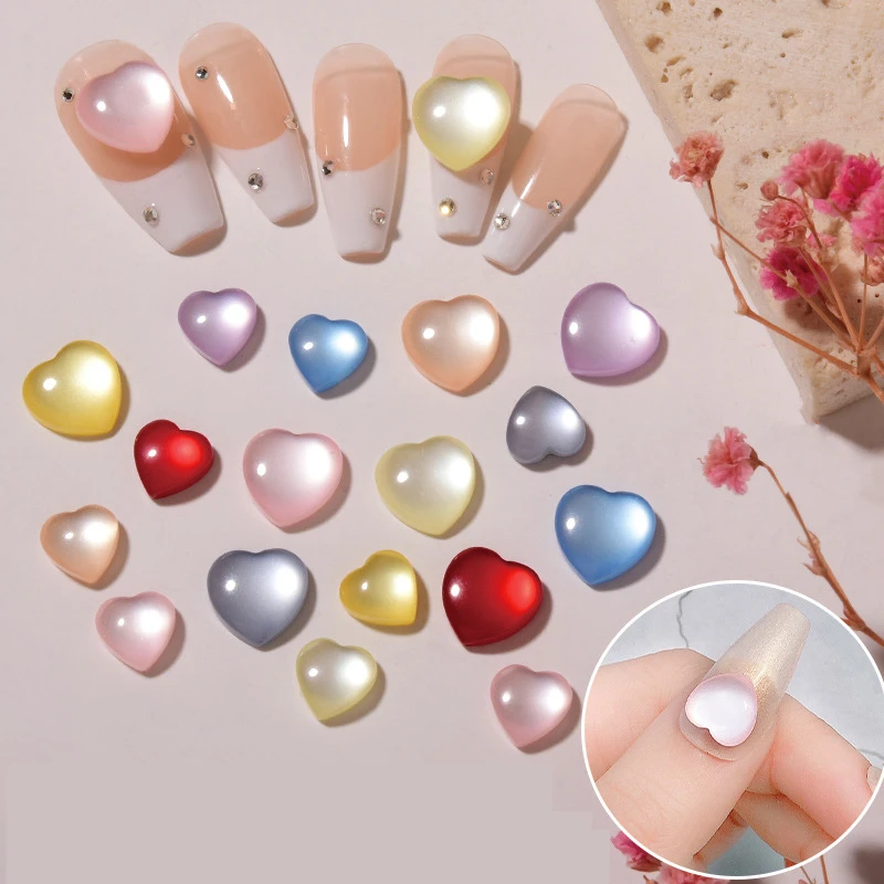 

10pcs Jelly Cat Eye Heart Stone 3D Nail Art Decorations Fashion Jewelry Manicure Design Accessories
