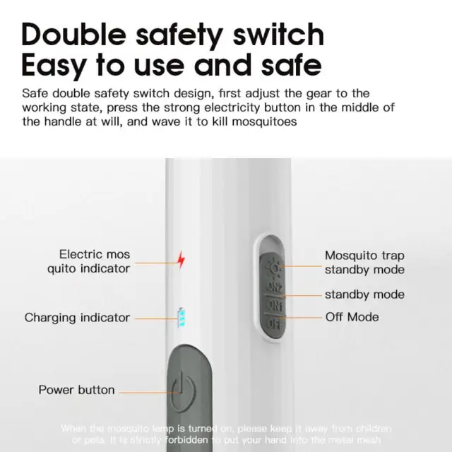 Új Szúnyoggyilkos Könnyű Elektromos Szúnyog Swatter Két-Egy-Egy Usb-Lítium Akkumulátor Alap Töltő Légy Mosquito - Image 5